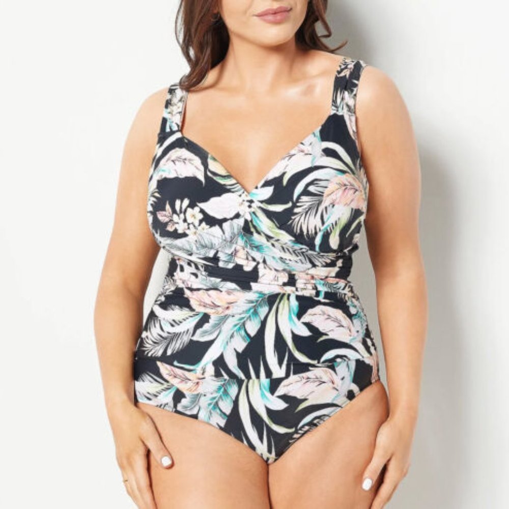 NWT Jantzen Women's Cabana Queen One Piece Swimsuit sz 22W